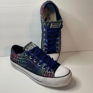 CONVERSE All Star Low Top Rainbow Snake Print Women Shoes Sneakers Sz 9 570518C